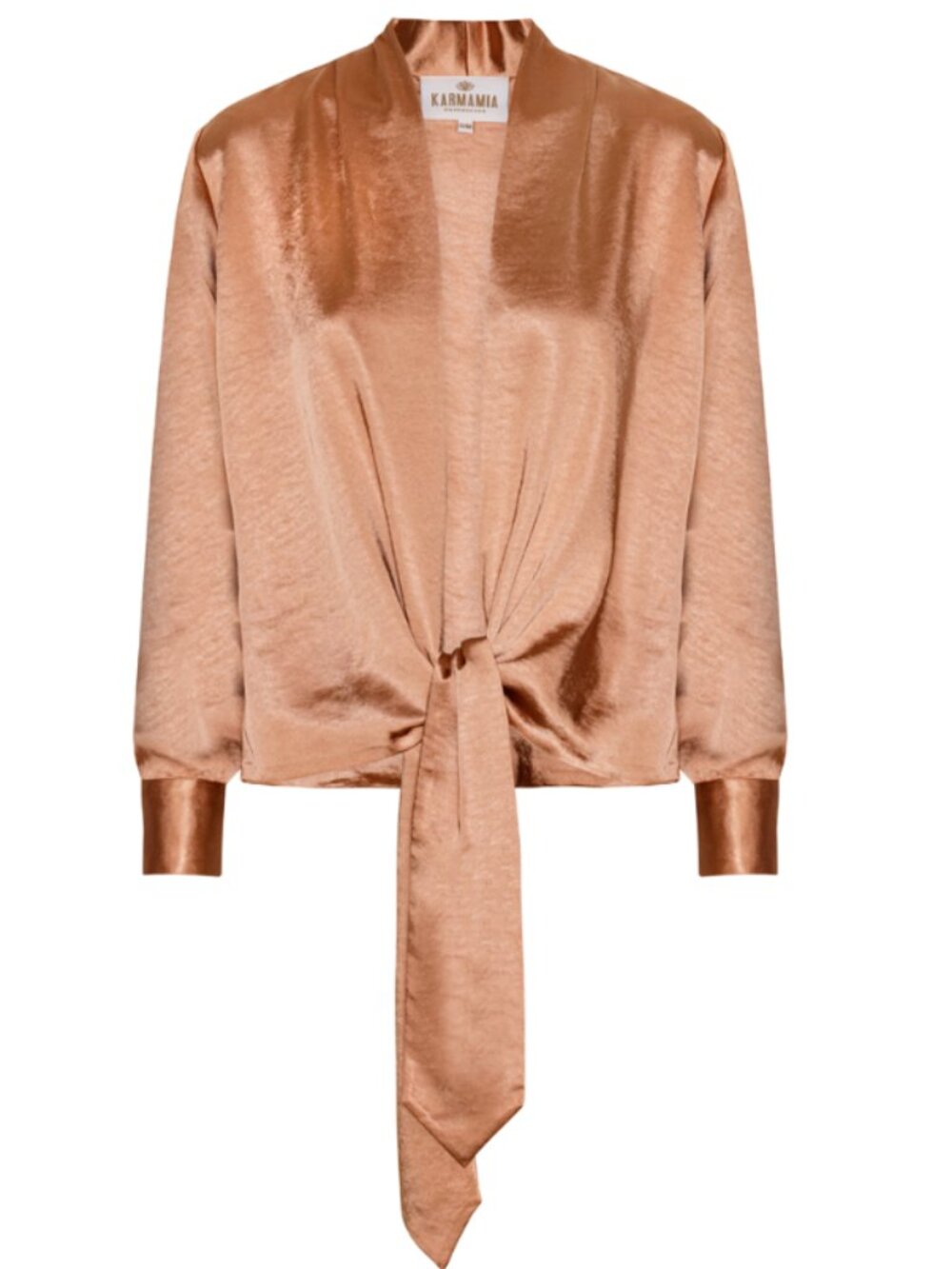 Karmamia Ginger Satin Wrap Jacket Tie Front Blouse Top NWT Size S/M